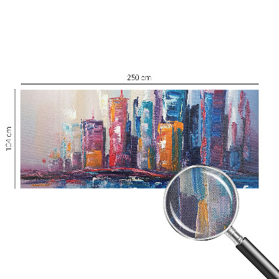 Self-adhesive wall mural with a colorful city design