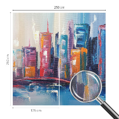 Self-adhesive wall mural with a colorful city design