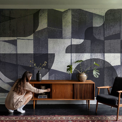 Stick-on wall mural with a geometric symmetry design