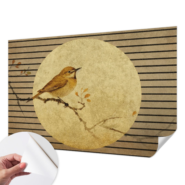 Removable wall mural with a harmony bird design