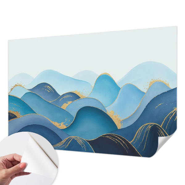 Peel and stick wall mural for bedroom featuring a rolling landscape design