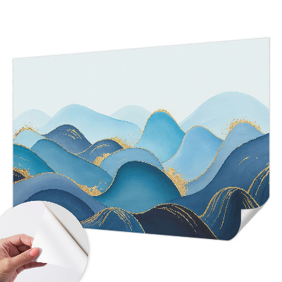 Peel and stick wall mural for bedroom featuring a rolling landscape design