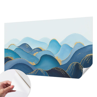 Peel and stick wall mural for bedroom featuring a rolling landscape design