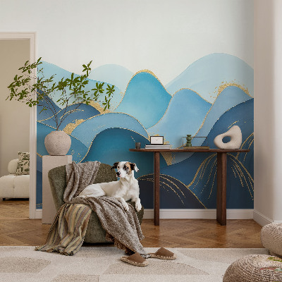 Peel and stick wall mural for bedroom featuring a rolling landscape design