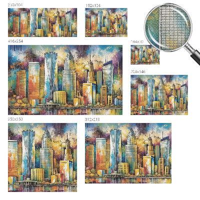 3D wall mural with a city panorama design