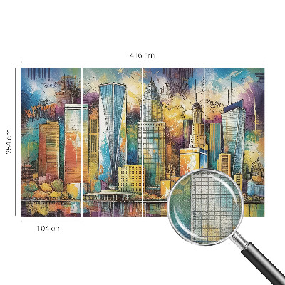 3D wall mural with a city panorama design