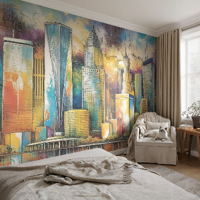 3D wall mural City panorama