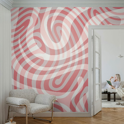 Peel and stick wall mural for kids' room with a wavy lines pattern