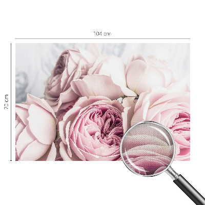 Nursery wall mural with pink rose motif