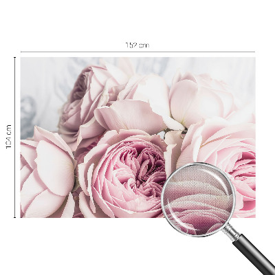 Nursery wall mural with pink rose motif
