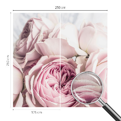 Nursery wall mural with pink rose motif