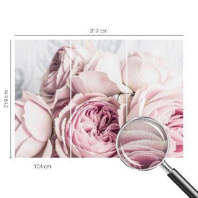 Nursery wall mural with pink rose motif