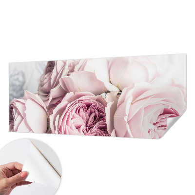 Nursery wall mural with pink rose motif