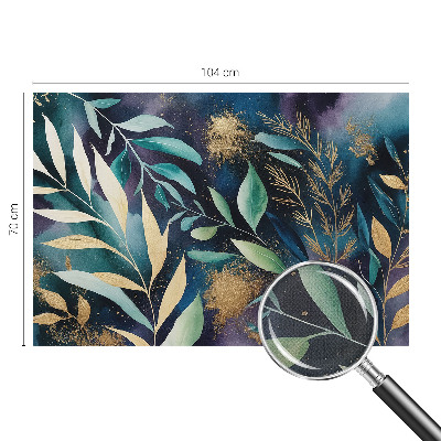 Children's wall mural with a botanical leaves design