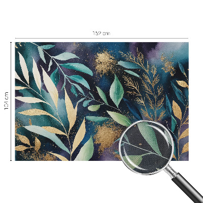 Children's wall mural with a botanical leaves design