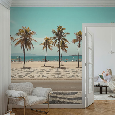 Self-adhesive wall mural Palm trees beach