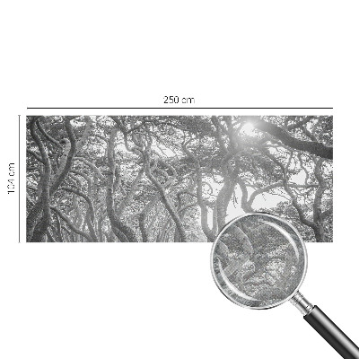 Baby room wall mural with an atmospheric forest motif