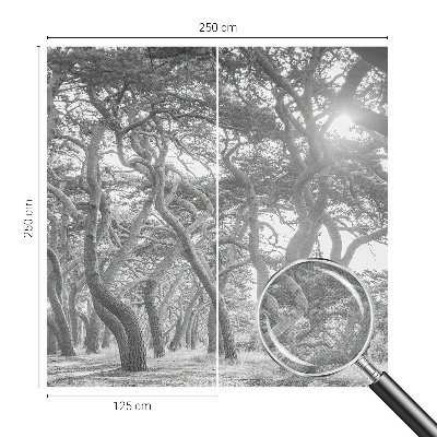 Baby room wall mural with an atmospheric forest motif