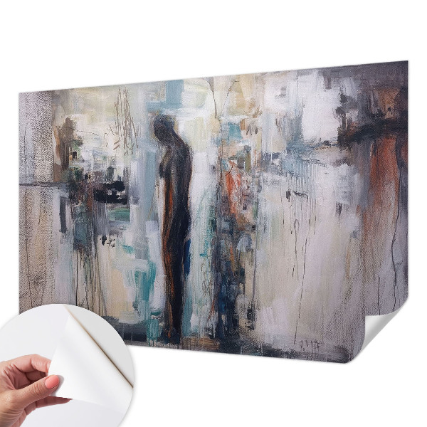 Removable wall mural with a mysterious figure design
