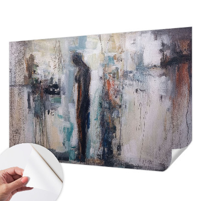 Removable wall mural with a mysterious figure design