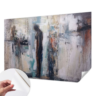 Removable wall mural with a mysterious figure design