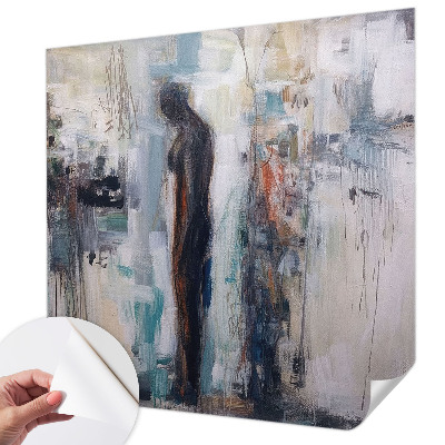 Removable wall mural with a mysterious figure design