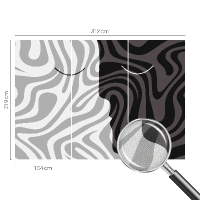 Stick-on wall mural with an abstract faces design