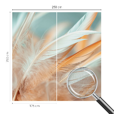 Peel and stick wall mural for living room with a delicate feather pattern
