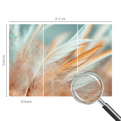 Peel and stick wall mural for living room with a delicate feather pattern