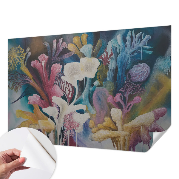 Peel and stick wall mural for kids' room with a floral explosion design