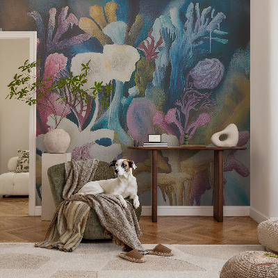 Peel and stick wall mural for kids' room with a floral explosion design