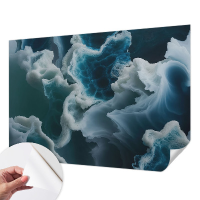Peel and stick wall mural for bedroom featuring sea waves