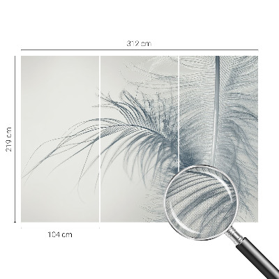 3D photo wallpaper mural with a delicate feather motif