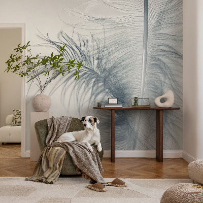 3D photo wallpaper mural with a delicate feather motif