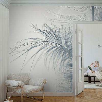 3D photo wallpaper mural with a delicate feather motif