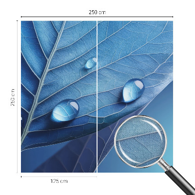 Children's wall mural with a blue leaf design