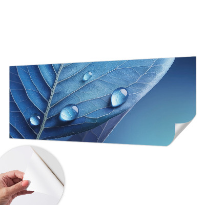 Children's wall mural with a blue leaf design