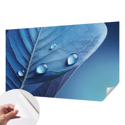 Children's wall mural with a blue leaf design