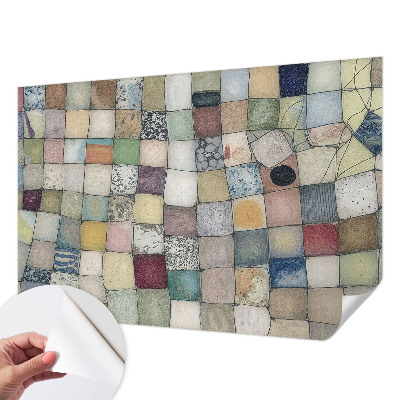 Peel and stick wall mural with a colorful mosaic design