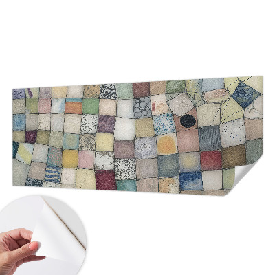 Peel and stick wall mural with a colorful mosaic design