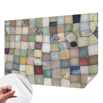Peel and stick wall mural with a colorful mosaic design