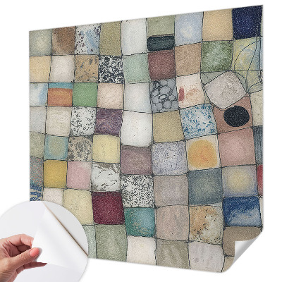Peel and stick wall mural with a colorful mosaic design