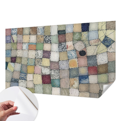 Peel and stick wall mural with a colorful mosaic design
