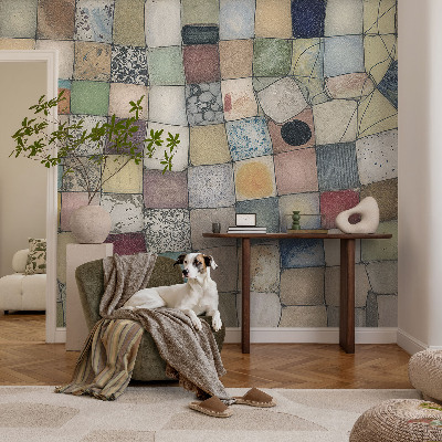 Peel and stick wall mural with a colorful mosaic design