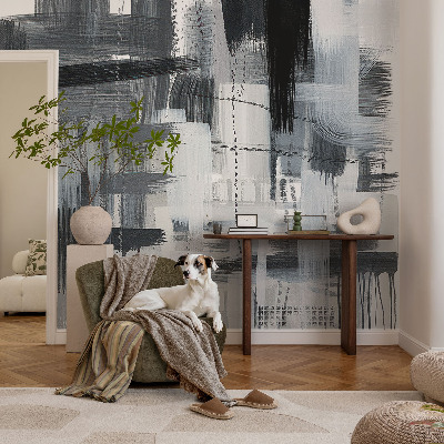 Removable wall mural with a modern art design