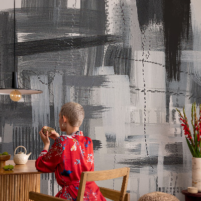 Removable wall mural with a modern art design