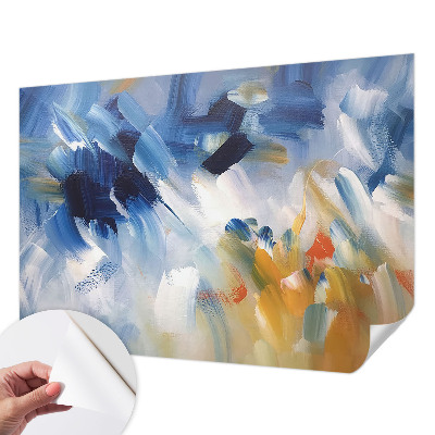 Removable wall mural wallpaper with a colorful strokes pattern