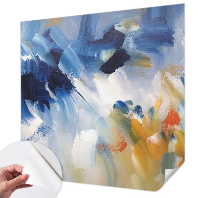 Removable wall mural wallpaper with a colorful strokes pattern