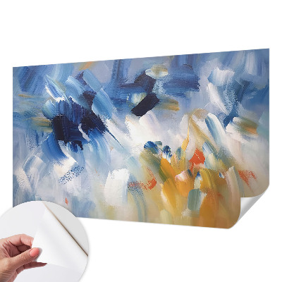 Removable wall mural wallpaper with a colorful strokes pattern