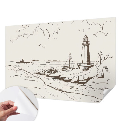 Peel and stick wall mural for living room with a coastal landscape design